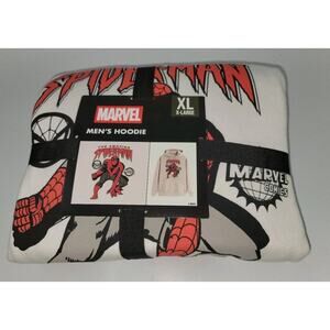 Marvel The Amazing Spiderman Retro Cover Hoodie Men's Pullover White Size XL